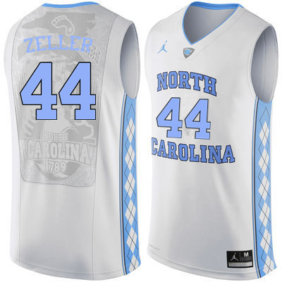 Men North Carolina Tar Heels #44 Tyler Zeller College Basketball Jerseys Sale-White - Click Image to Close